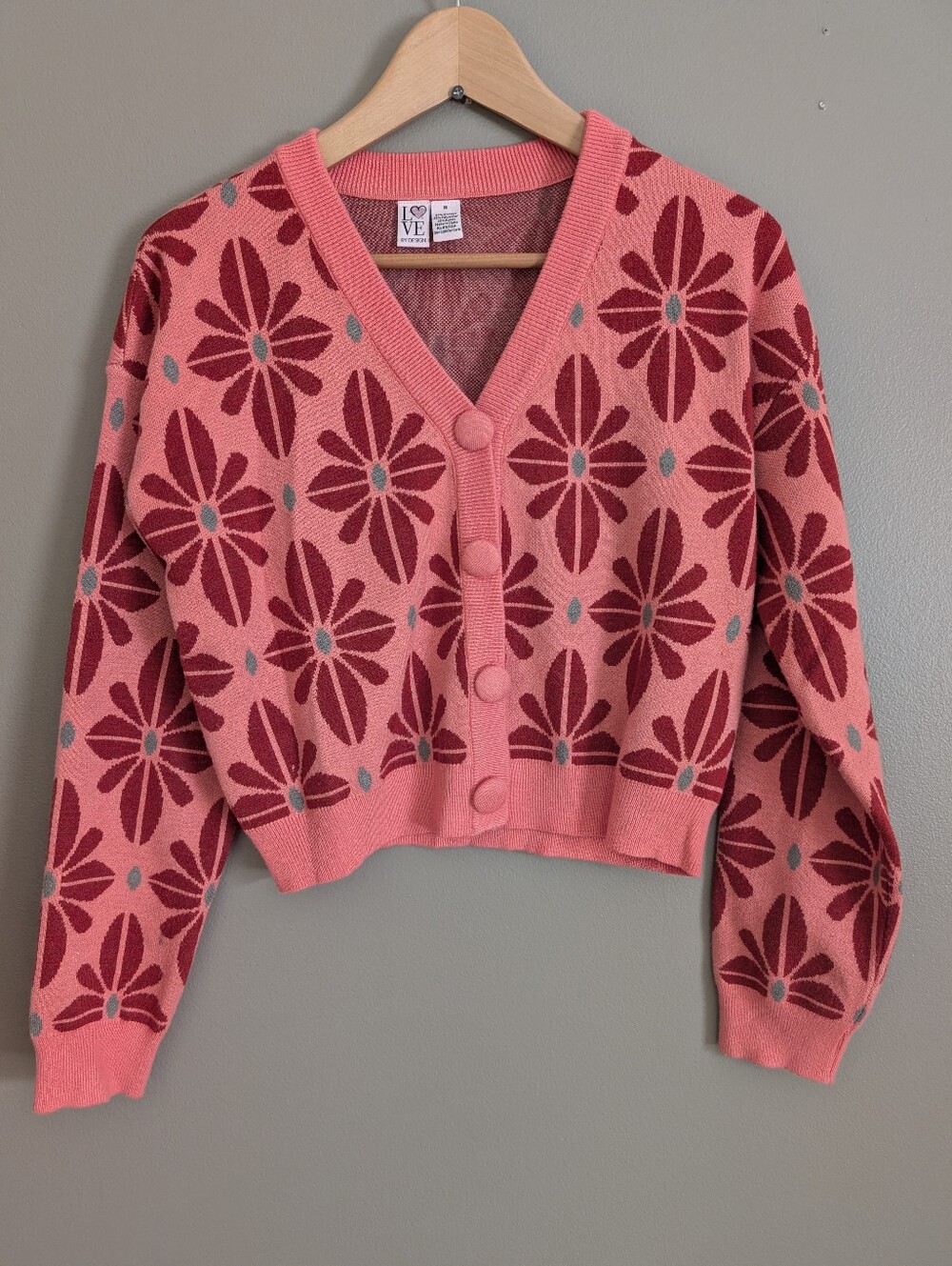 Love By Design Cropped Floral Cardigan Size Medium